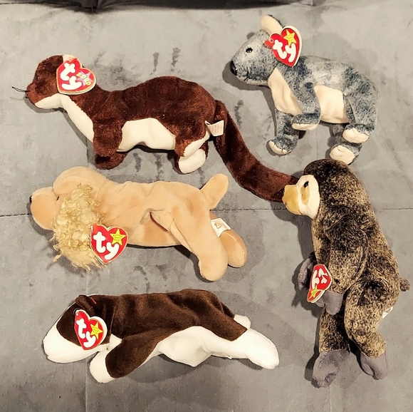 NWT TY TOYS RETIRED BEANIE BABY BUNDLE 5 BRUNO SPUNKY SLOWPOKE EUCALYPTUS RUNNER - Picture 2 of 12